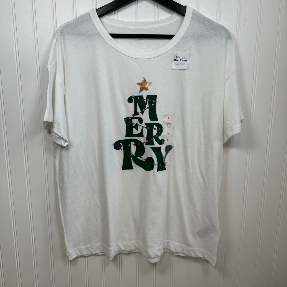 Old Navy NWT Christmas "Merry" PJ Top Size Large